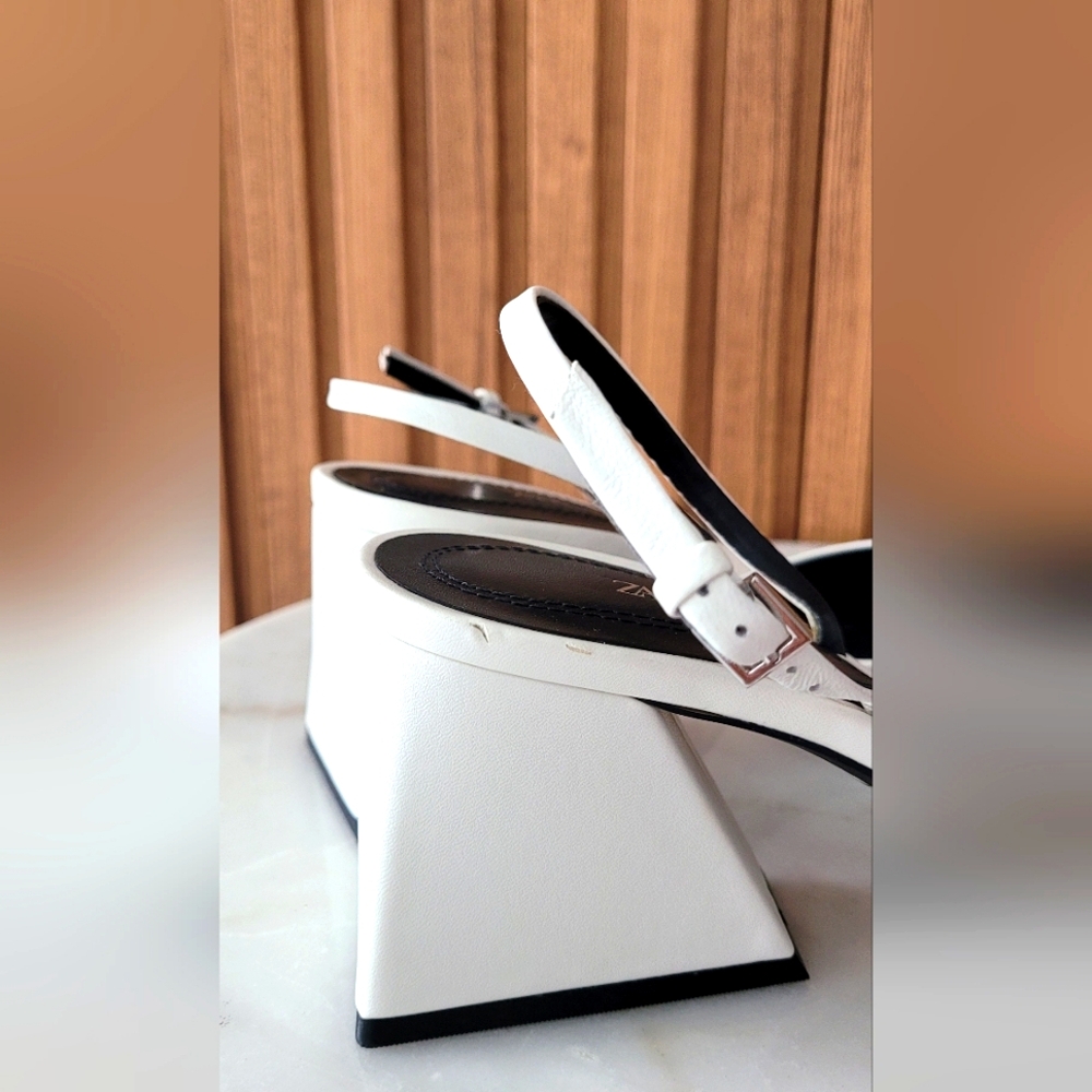Zara White Slingback Heels - Picture 9 of 9